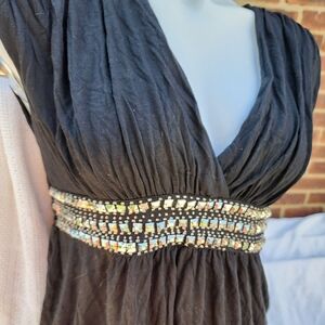 Biker black‎ Studded v neck top L NWT